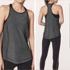 Lululemon Time To Sweat Tank My Race My Pace Heathered Black Gray Size L